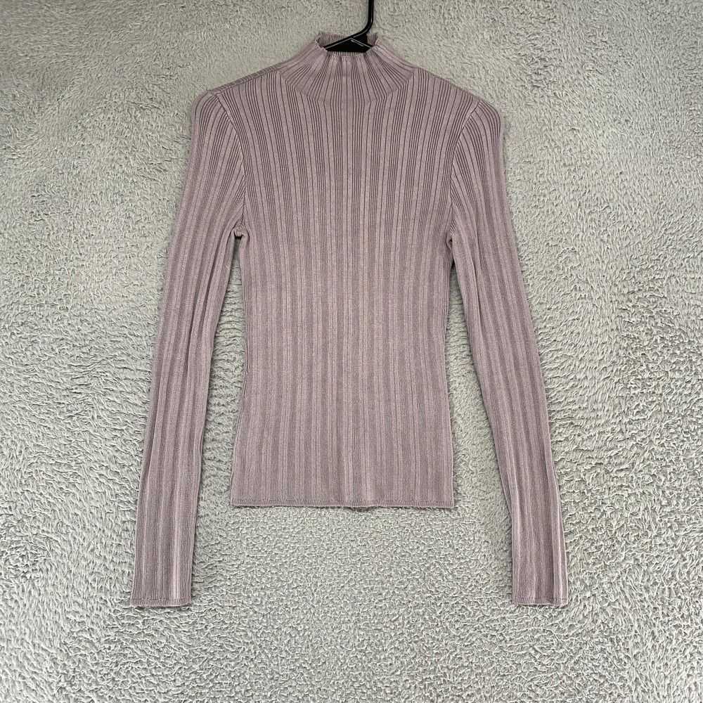 Abercrombie & Fitch Sweater Womens S Purple Mock Neck Ribbed Knit Lightweight